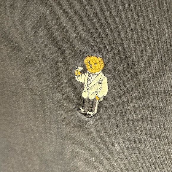 Polo Ralph Lauren Embroidered Martini Bear Black Hoodie Mens Size Medium Preppy - Picture 2 of 9